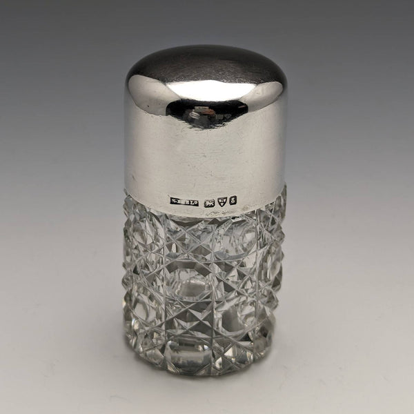 1905年 英国アンティーク カットグラス製 香水瓶 純銀蓋 S Blankensee